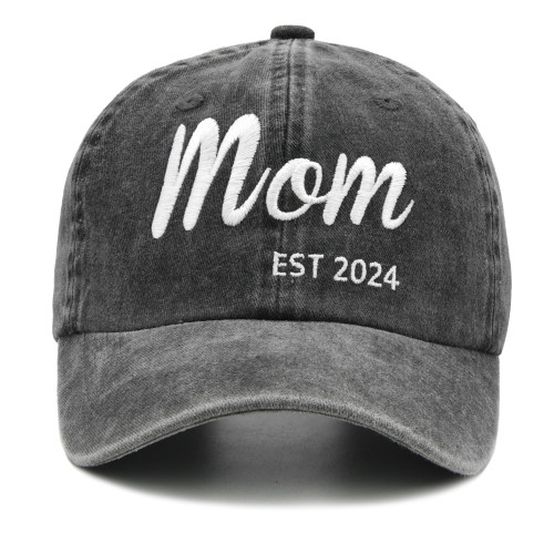 Waldeal Women's Est 2024 Mom Hat, Funny New Mother Gifts, Washed Cotton Embroidered Mama Baseball Cap Black