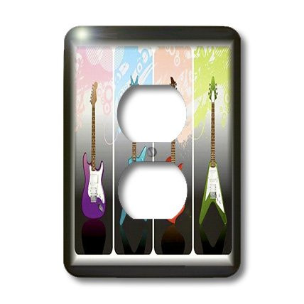 3dRose lsp_40766_6"Framed 4 Heavy Metal N Rock Guitars" 2 Plug Outlet Cover