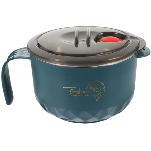 UPKOCH Soup Mug Soup Mug Ramen Noodle Bowl Ramen Bowl with Lid Stainless Steel Noodle Bowls Food Serving Bowl with Handle Insulated Bowl for Soup, Blue Soup Mug Ramen Noodle Bowl Ramen Noodle Bowl