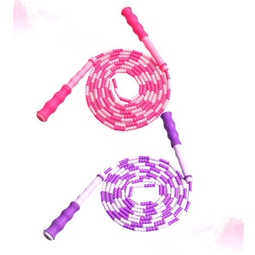 CLISPEED 2pcs Exercise Ropes Kid Jump Rope Kid Jumping Rope Exercise Jump Ropes Skipping Rope Bead Pattern