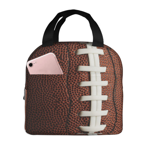 Football Reusable Insulated Lunch Bag For Women Men Waterproof Tote Lunch Box Thermal Cooler Lunch Tote Bag For Work Office Travel Picnic