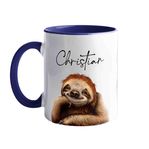 Sloth Accent Coffee Mug Cup Custom Name, Personalized Sloth White Coffee Cup Gifts For Men Women Birthday Christmas, Sloth Travel Mugs Gift, Sloths Ceramic Mug 11 Oz, Novelty Love Sloth Cups Handle