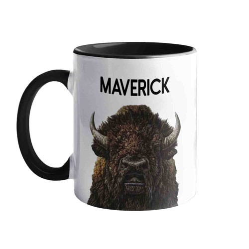 American Buffalo Bison Accent Mug 11 Oz, Personalized American Buffalo Bison Coffee Mugs Cups Gifts For Men Women Birthday Animal Lover, Customized American Buffalo Bison Coffee Cup With Choose Name