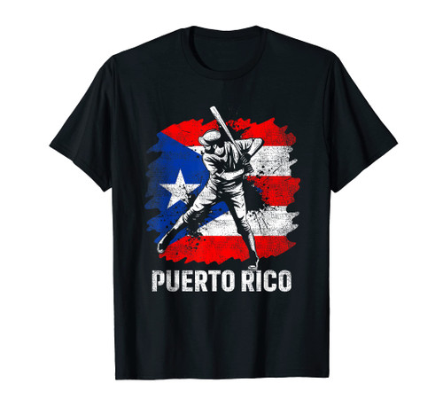 Puerto Rican Baseball Player Puerto Rico Flag Baseball Fans T-Shirt Puerto Rican Baseball Player Puerto Rico Flag Baseball Fans T-Shirt
