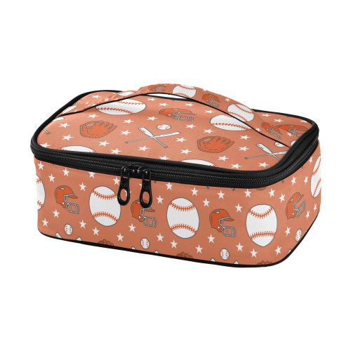 JUNZAN Baseball Softball Sport Game Orange Lunch Bags For Kids with Handle Cooler Lunch Box For Men Lunch Box Kids Thermal Lunch Box School