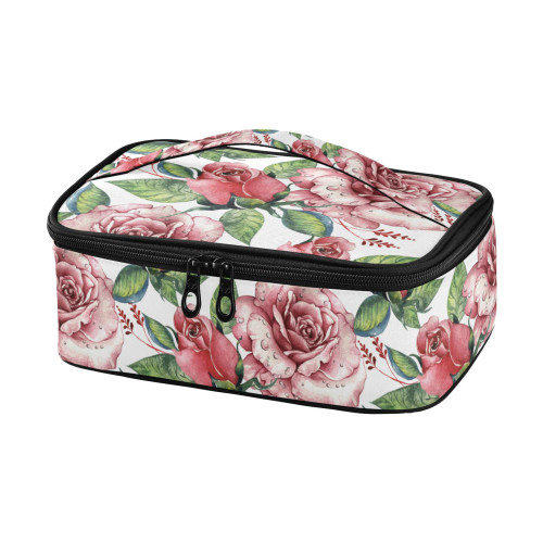 JUNZAN Wildflower Rose Flower Watercolor Lunch Bags For Adults with Handle Cooler Lunch Box Adult Lunch Boxes For Men Thermal Lunch Boxes Office