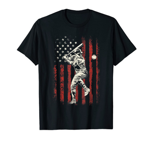 American Flag Baseball Team Gift for Men Boys T-Shirt
