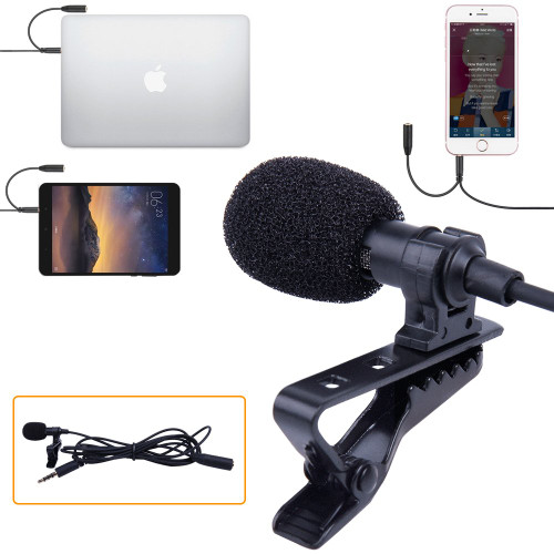 SUPON Lavalier Lapel Microphone Omnidirectional Condenser Mic for Apple IPhone, Android &Windows Smartphones,Youtube,Interview,Studio,Video Recording,Noise Cancelling Mic