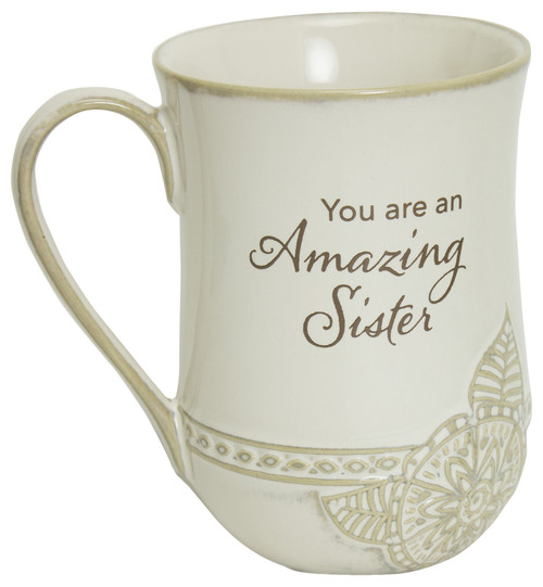 Abbey Gift (Abbey & CA Gift Amazing Sister Pottery Mug, 4.8 Inches, Gray Gold