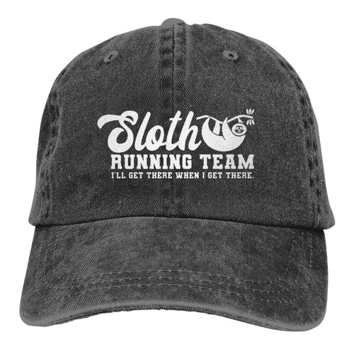Hats for Men Black Baseball Cap Women Vintage Adjustable Dad Hat Funny Trucker Hat Summer Washed Cotton,Sloth Runing Team