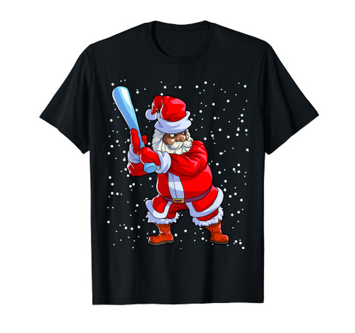 Black African American Santa Claus Baseball Afro Christmas T-Shirt Black African American Santa Claus Baseball Afro Christmas T-Shirt