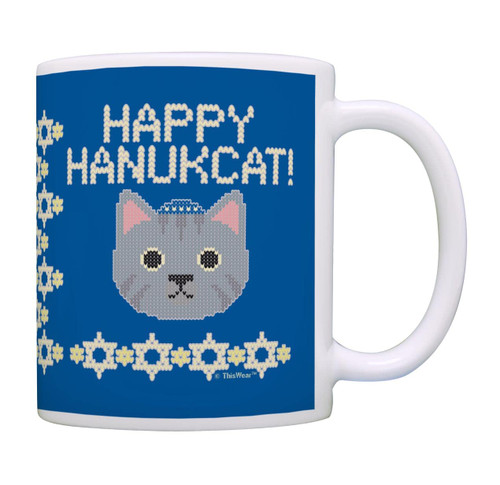 Cat Hanukkah Hanukkah Happy Hanukcat Ceramic 11oz Coffee Mug Tea Cup White