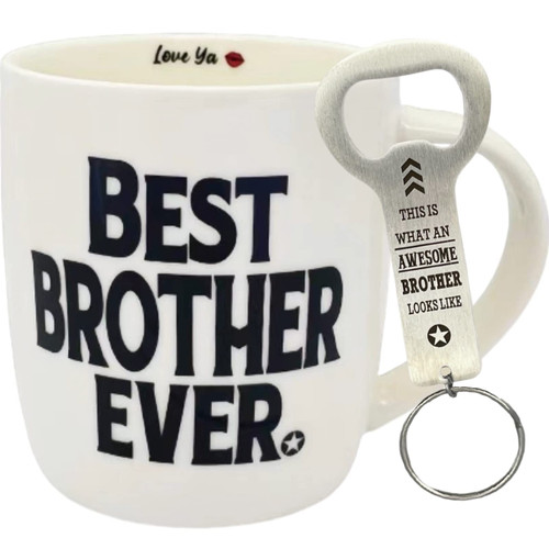 Best Brother Ever Mug, Brother Coffee Mug Ceramic 12 Ounce, Brother Keychain Bottle Opener, Brother Gift from Sister, Brother Birthday Gift, Brother Cup from Sister, Brother Present from Sister Best Brother Ever Mug, Brother Coffee Mug Ceramic 12 Ounce, Brother Keychain Bottle Opener, Brother Gift from Sister, Brother Birthday Gift, Brother Cup from Sister, Brother Present from Sister