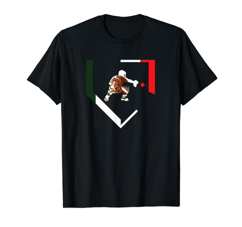 Mexico Baseball Hind Catcher Mexican Flag Little Leaguer Mex T-Shirt