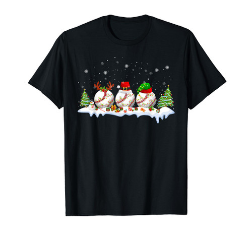 Santa Elf Reindeer Baseball Balls Xmas Tree Lights Christmas T-Shirt Santa Elf Reindeer Baseball Balls Xmas Tree Lights Christmas T-Shirt