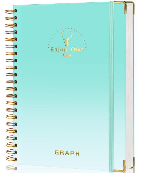 Squared Spiral Notebook 8.5" X 11" College Grid Journal Notebook 120 Gsm Paper 86 Sheets / 172 Pages Large Subject Notebook for Work School Note Taking Hardcover Spiral Bound Journals