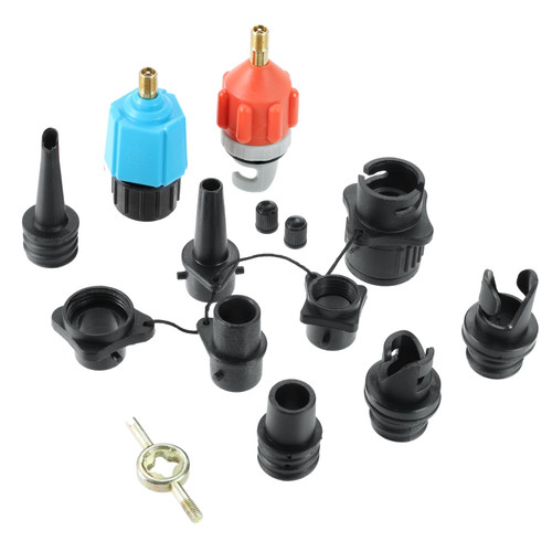 Yetaha Paddle Board Pump Adapter Set, Blue Inflatable SUP Pump Adaptor, Air Pump Converter with 9PCS Air Valve Nozzles for Paddle Boards Rubber Boats Canoes Kayak Dinghy Inflatable Beds