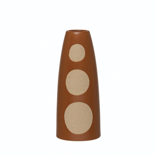 Creative Co-Op Stoneware Vase with Circle Design