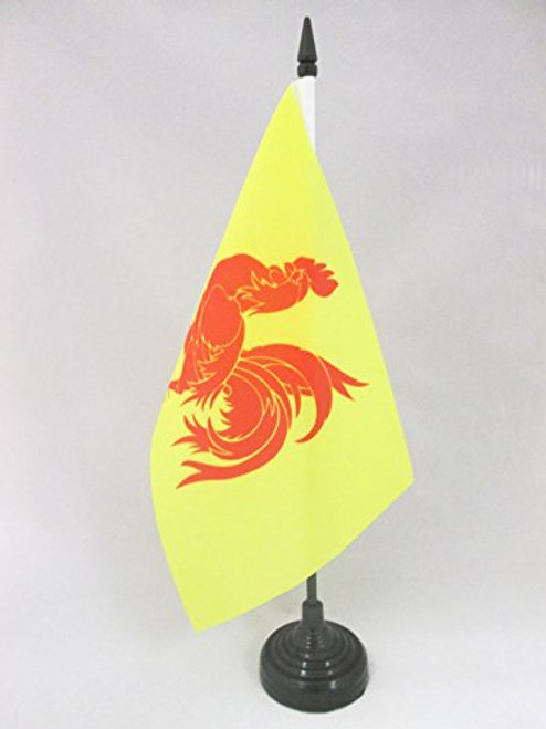 AZ FLAG Wallonia Table Flag 5'' x 8'' - Belgium - Walloon Desk Flag 21 x 14 cm - Black Plastic Stick and Base