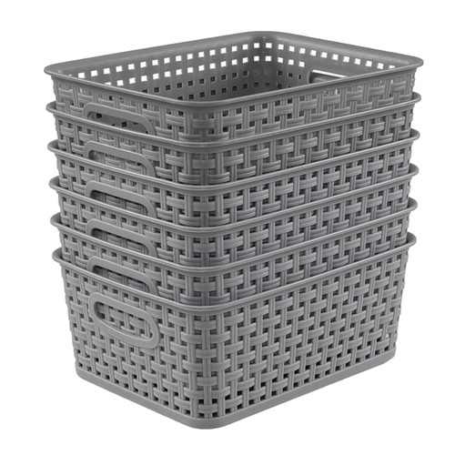 Yuright Plastic Basket for Organizing, 6 Pack Kitchen Storage Baskets