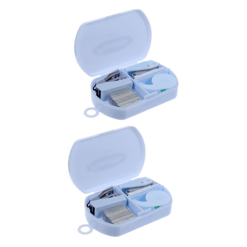 MAGICLULU 2 Sets Hand Tool Box Tape Cutter Tool Book Stapler Student Stapler Single Hole Punch Hole Puncher Office Staples Mini Tape Dispenser Compact Stapler Stationery Handheld Metal Child