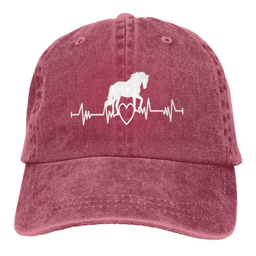 Yipaidel Women's Horse Heartbeat Baseball Cap, Adjustable Vintage Washed Hat for Women and Men Red