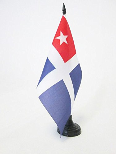 AZ FLAG Cretan State 1897-1913 Table Flag 5'' x 8'' - Crete Desk Flag 21 x 14 cm - Black Plastic Stick and Base