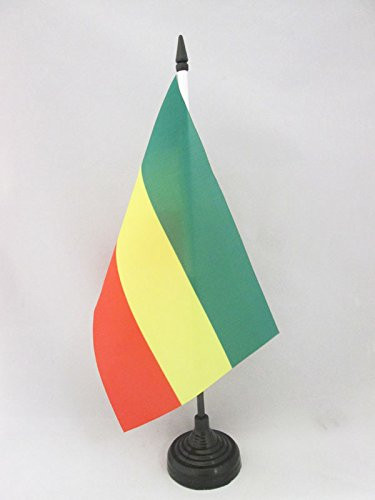 AZ FLAG Ethiopia Without arms Table Flag 5'' x 8'' - Ethiopian Civil Desk Flag 21 x 14 cm - Black Plastic Stick and Base
