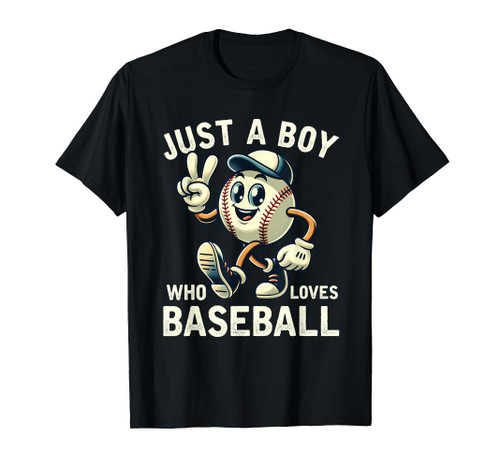 Just a Boy Who Loves Baseball Boys Men T-Shirt