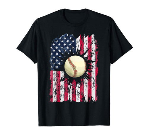 American 4th Of July Baseball US Flag Boys T-Shirt