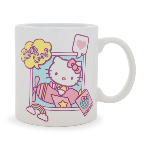 Silver Buffalo Sanrio Hello Kitty Let's Go Travel Destination Ceramic Mug | Holds 20 Ounces