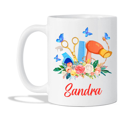 Custom Hairstylist Ceramic Mug with Name - Personalized Hairdresser Coffee Cup Gifts for Hairstylist, Hairdresser - Barber Tea Cup - Customized Hair Stylist Cups - White Coffee Mug 11oz or 15oz