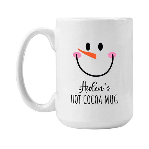 Kids Personalized Snowman Hot Cocoa Mugs, Snowman Face Christmas Coffee Mug, Custom Name Snowman Ceramic Mug For Christmas, Snowman Xmas Tea Cup, Xmas Hot Chocolate Cup, White Cups 11oz 15oz