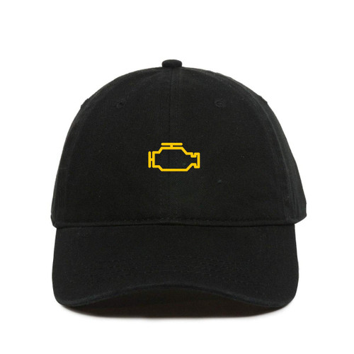 Tech Mrkt Check Engine Light Baseball Cap Embroidered Cotton Adjustble Dad Hat Black