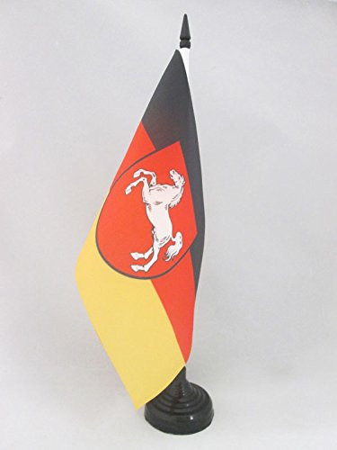 AZ FLAG Lower Saxony Table Flag 5'' x 8'' - Germany - German Region of Lower Saxony Desk Flag 21 x 14 cm - Black Plastic Stick and Base