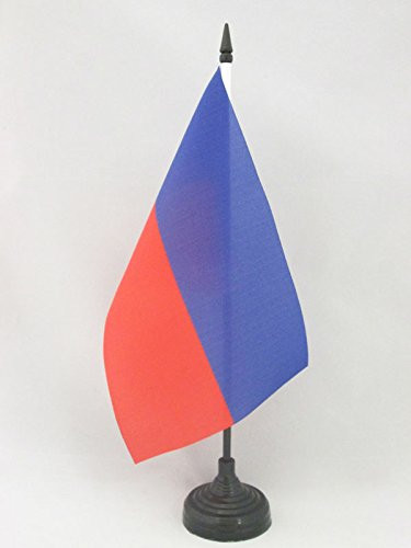 AZ FLAG Haiti Civil Table Flag 5'' x 8'' - Haitian Without arms Desk Flag 21 x 14 cm - Black Plastic Stick and Base