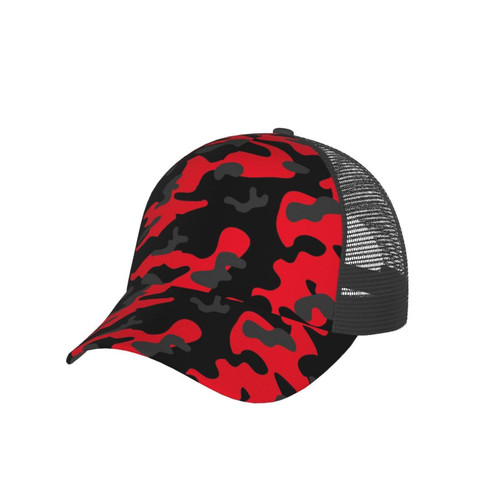 Men's Mesh Back Adjustable Fit Cap Camouflage-Red-Camo Women Baseball Cap Trucker Hat Quick Drying Mesh Hat
