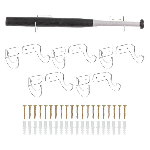 uxcell Acrylic Baseball Bat Holder Wall Mount, 4 Sets Baseball Bat Horizontal Rack Hanger, Clear Baseball Bat Display for Softball, Baseball, Hockey Stick