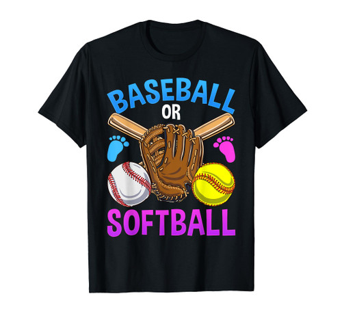 Baseball or Softball Gender Reveal Party T-Shirt