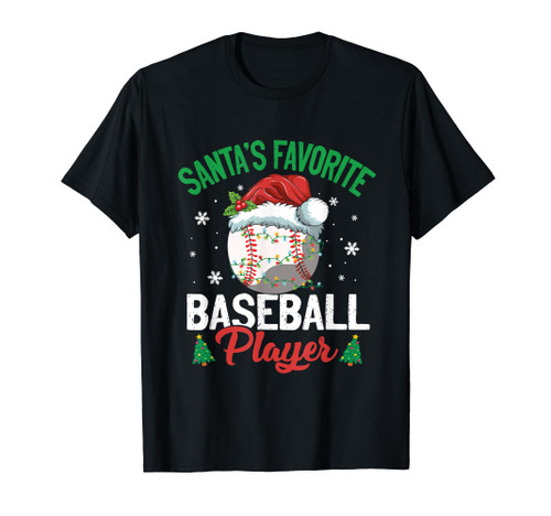 Santa's Favorite Baseball Player Christmas Pajama T-Shirt Santa's Favorite Baseball Player Christmas Pajama T-Shirt