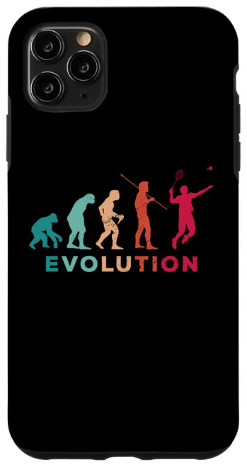 iPhone 11 Pro Max Evolution Graphic Badminton Player Shuttlecock Sports Smash Case