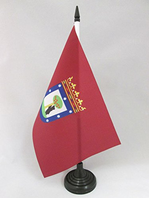 AZ FLAG Madrid Table Flag 5'' x 8'' - Madrid Desk Flag 21 x 14 cm - Black Plastic Stick and Base