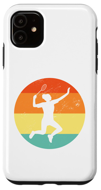 iPhone 11 Retro Graphic Badminton Player Shuttlecock Player Sports Case