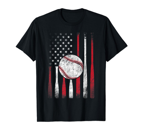 Vintage American Flag Baseball Team for Men Boys Girls Women T-Shirt