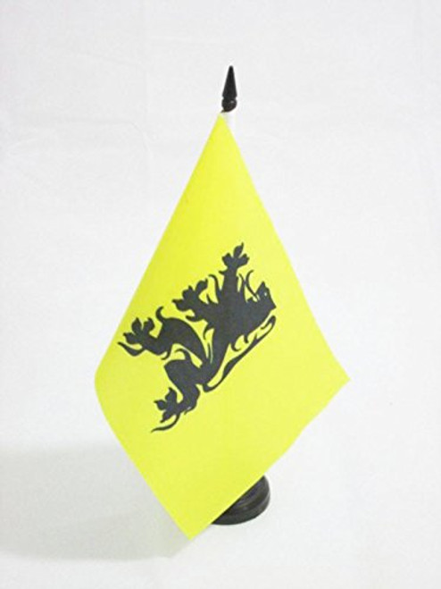 AZ FLAG Flemish Movement Table Flag 5'' x 8'' - Nationalist Flanders Desk Flag 21 x 14 cm - Black Plastic Stick and Base