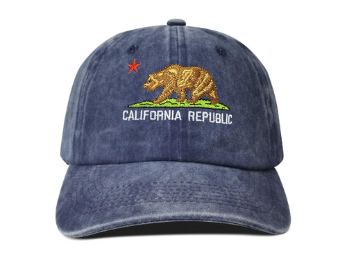 Hepandy California Bear State Flag Baseball Cap for Men Women Girls, Navy Blue Snapback Hat Embroidery Trucker Hats Dad Hat