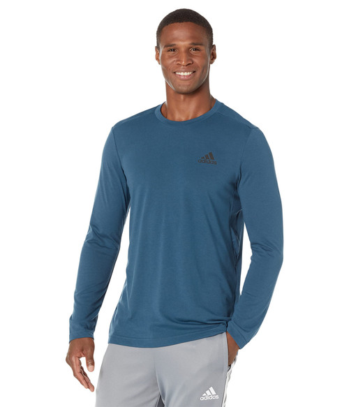 adidas Men's AEROREADY Designed 2 Move Feelready Sport Long Sleeve Tee, Crew Navy/Black, X-Small