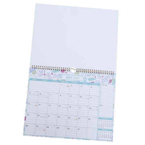 Ciieeo English Calendar Desk Calendar Hanging Monthly Calendar Wall Calendar with Ropes English Monthly Calendar Wall Calendar 2024 Home Accessory Office Household Coated Paper Memorandum