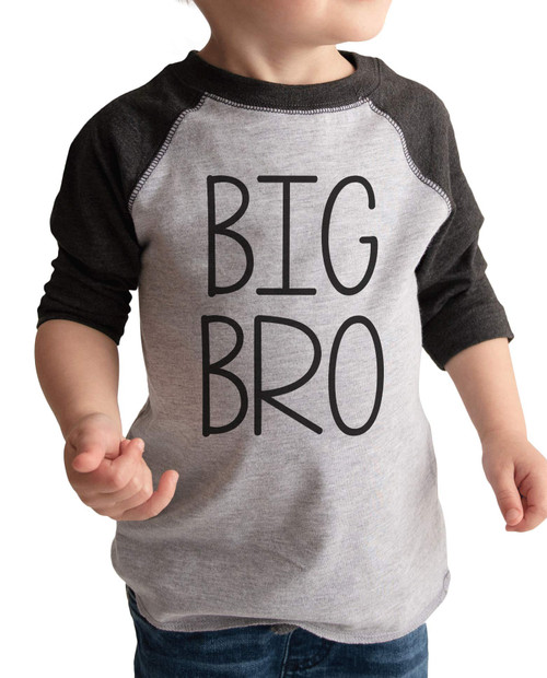 7 ate 9 Apparel Boy's Big Brother Grey Baseball Shirt T-Shirt Youth Small