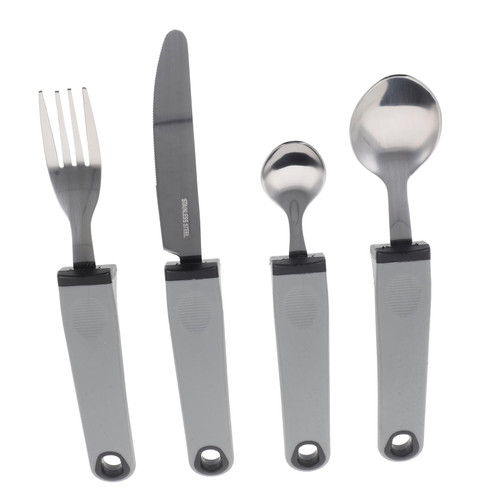Healeved 1 Set Elderly Tableware Adaptive Feeding Utensils Adaptive Spoons Disabled Cutlery Handicap Utensils Adaptive Utensils Scoop Portable Adult Tableware Stainless Steel Tool Kit Steak